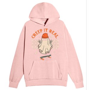 Creep It Real Skateboarding Ghost Retro Halloween Costume Urban Pullover Hoodie