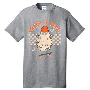 Creep It Real Skateboarding Ghost Retro Halloween Costume Tall T-Shirt