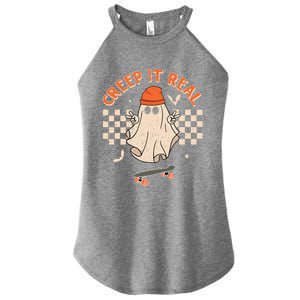 Creep It Real Skateboarding Ghost Retro Halloween Costume Women's Perfect Tri Rocker Tank