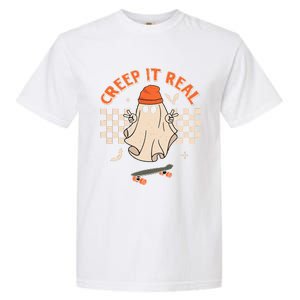 Creep It Real Skateboarding Ghost Retro Halloween Costume Garment-Dyed Heavyweight T-Shirt