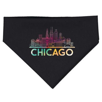 Chicago Illinois Skyline City Souvenir USA-Made Doggie Bandana