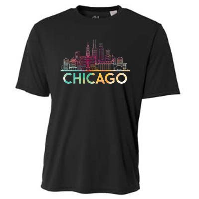 Chicago Illinois Skyline City Souvenir Cooling Performance Crew T-Shirt