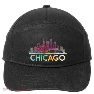 Chicago Illinois Skyline City Souvenir 7-Panel Snapback Hat