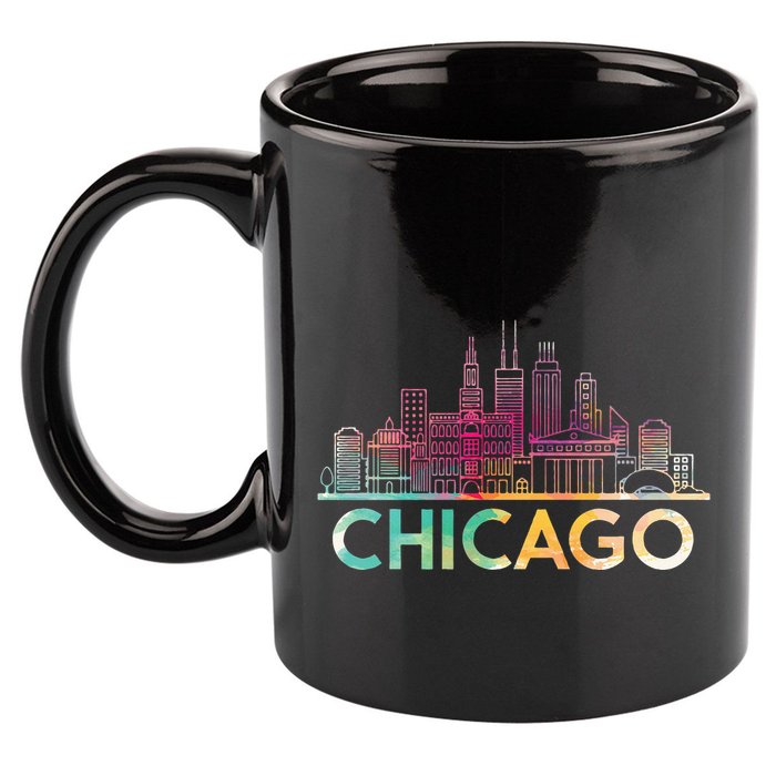 Chicago Illinois Skyline City Souvenir 11oz C Handle Ceramic Mug