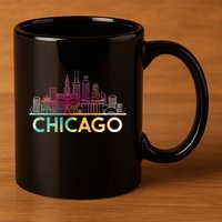 Chicago Illinois Skyline City Souvenir 11oz C Handle Ceramic Mug