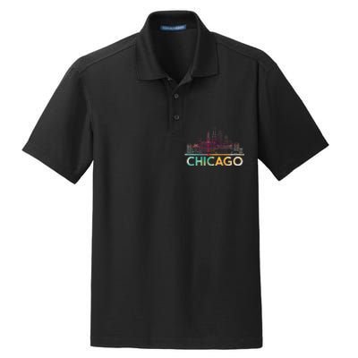 Chicago Illinois Skyline City Souvenir Dry Zone Grid Polo