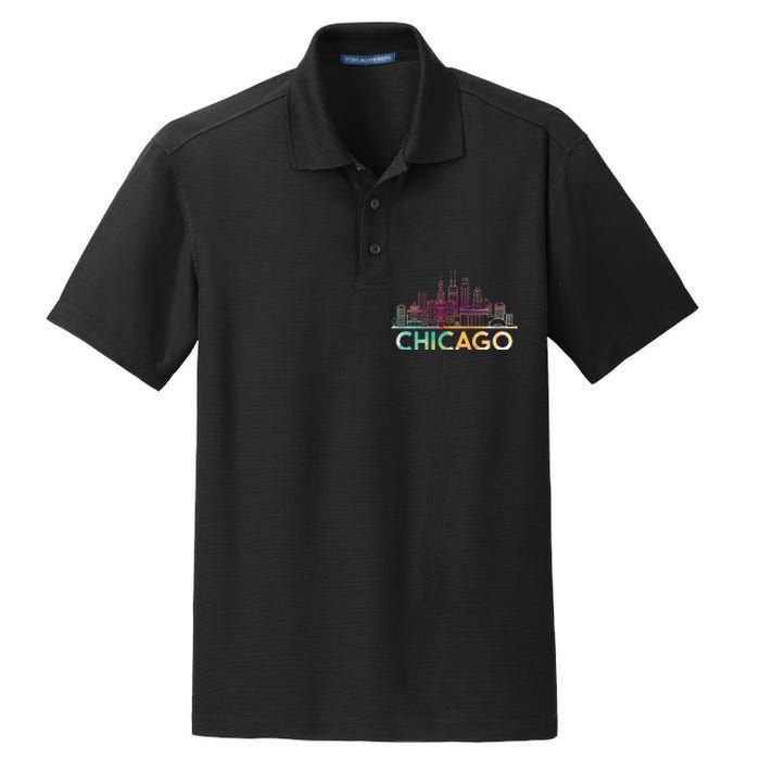 Chicago Illinois Skyline City Souvenir Dry Zone Grid Polo