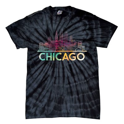 Chicago Illinois Skyline City Souvenir Tie-Dye T-Shirt