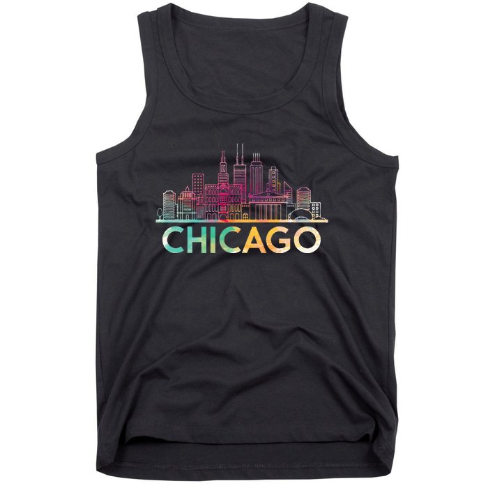 Chicago Illinois Skyline City Souvenir Tank Top