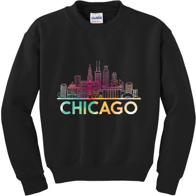 Chicago Illinois Skyline City Souvenir Kids Sweatshirt