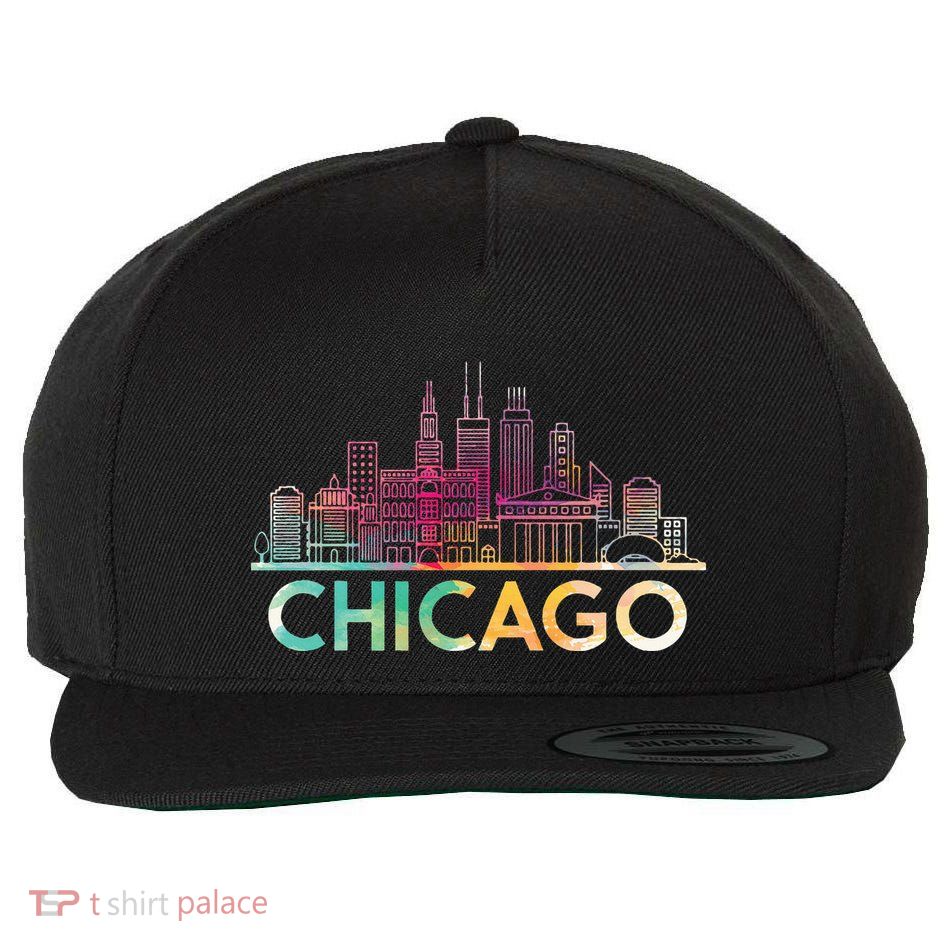 Chicago Illinois Skyline City Souvenir Wool Snapback Cap