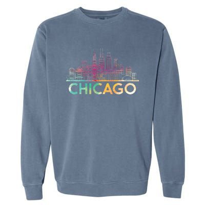 Chicago Illinois Skyline City Souvenir Garment-Dyed Sweatshirt