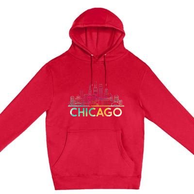 Chicago Illinois Skyline City Souvenir Premium Pullover Hoodie