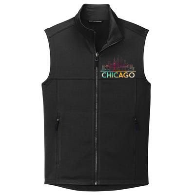 Chicago Illinois Skyline City Souvenir Collective Smooth Fleece Vest