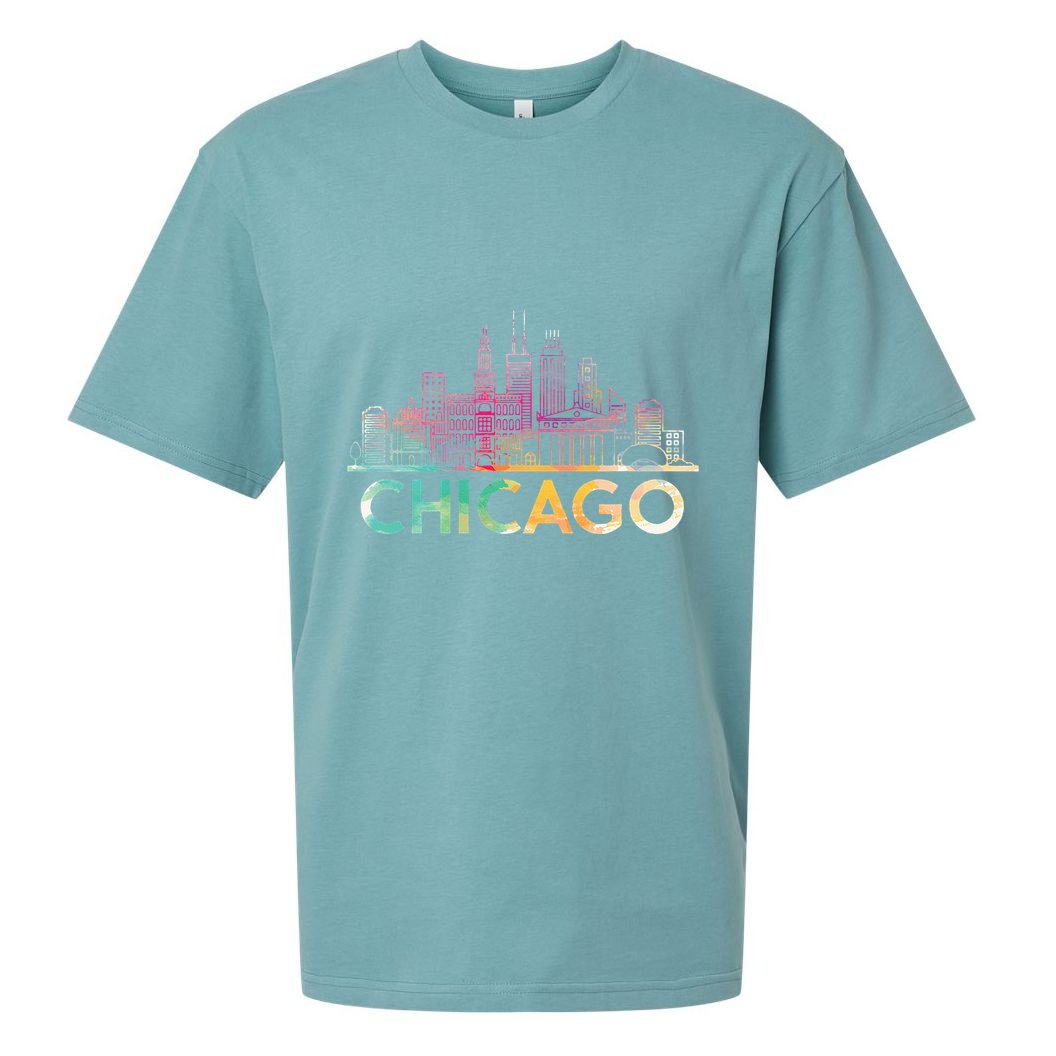 Chicago Illinois Skyline City Souvenir Sueded Cloud Jersey T-Shirt