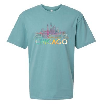 Chicago Illinois Skyline City Souvenir Sueded Cloud Jersey T-Shirt