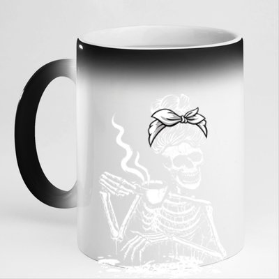 Coffee Ing Skeleton Lazy Diy Halloween Costume Gift 11oz Black Color Changing Mug