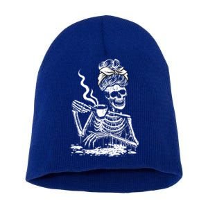 Coffee Ing Skeleton Lazy Diy Halloween Costume Gift Short Acrylic Beanie