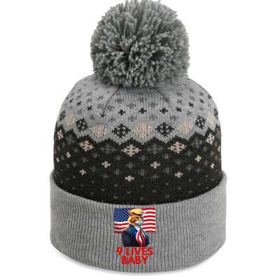 Cat In Suite With Trump Hair American Flag Nine Lives Baby The Baniff Cuffed Pom Beanie