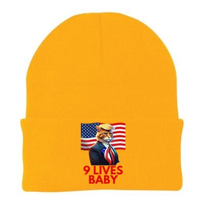 Cat In Suite With Trump Hair American Flag Nine Lives Baby Knit Cap Winter Beanie