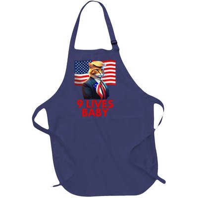 Cat In Suite With Trump Hair American Flag Nine Lives Baby Full-Length Apron With Pockets