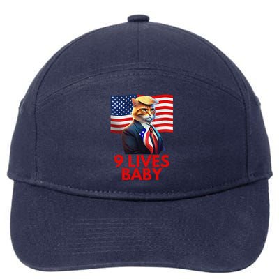 Cat In Suite With Trump Hair American Flag Nine Lives Baby 7-Panel Snapback Hat