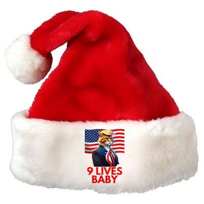 Cat In Suite With Trump Hair American Flag Nine Lives Baby Premium Christmas Santa Hat