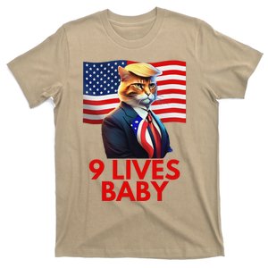 Cat In Suite With Trump Hair American Flag Nine Lives Baby T-Shirt