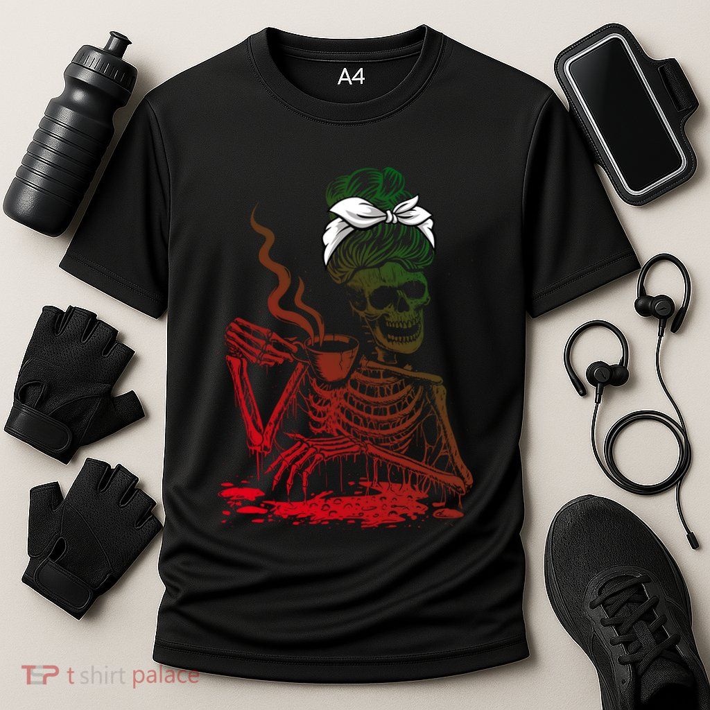 Coffee Ing Skeleton Lazy Diy Halloween Costume Gift Performance Shirt
