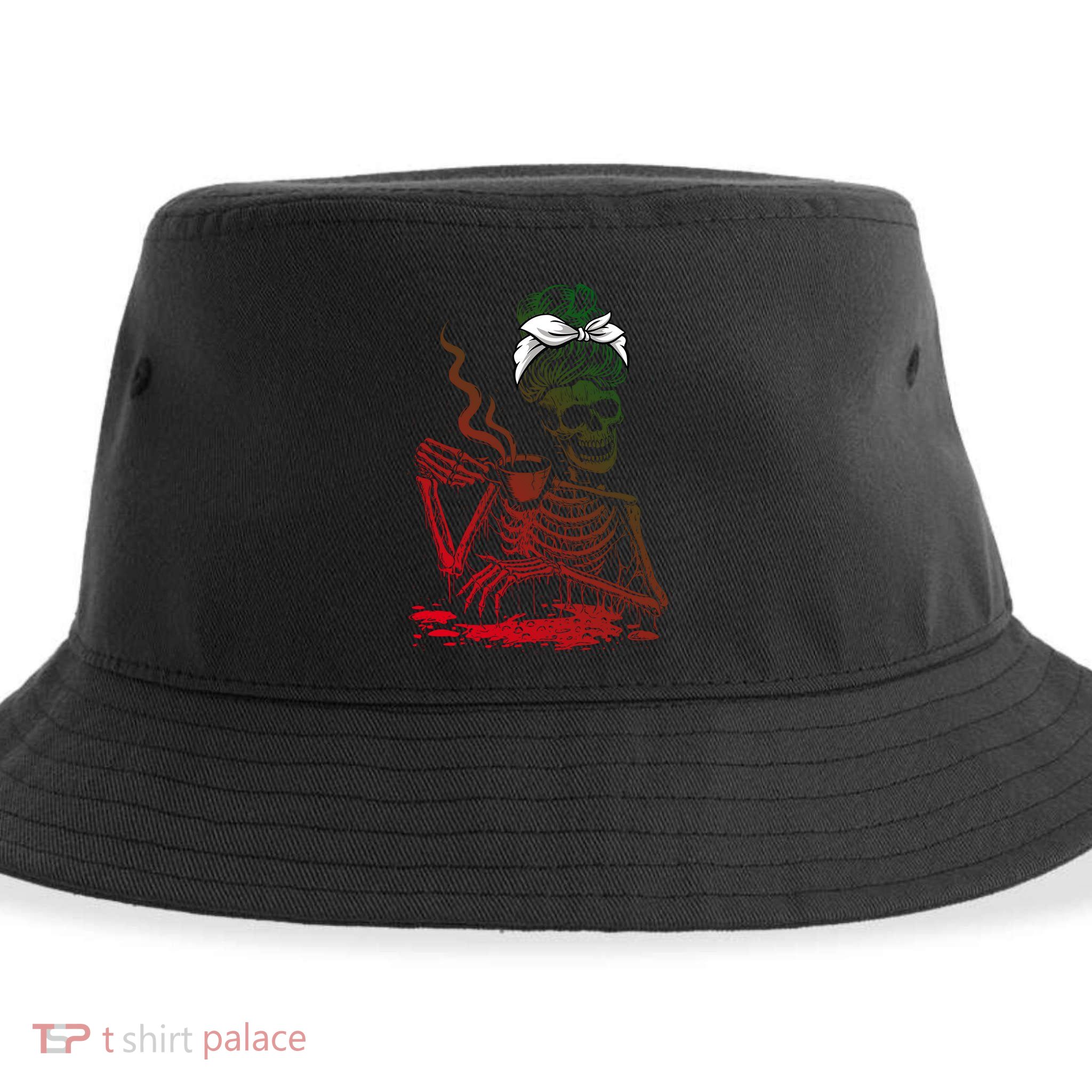 Coffee Ing Skeleton Lazy Diy Halloween Costume Gift Sustainable Bucket Hat