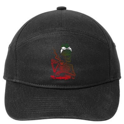 Coffee Ing Skeleton Lazy Diy Halloween Costume Gift 7-Panel Snapback Hat