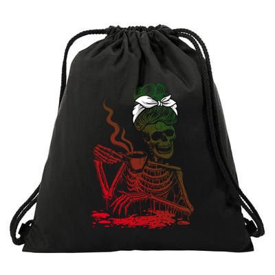 Coffee Ing Skeleton Lazy Diy Halloween Costume Gift Drawstring Bag
