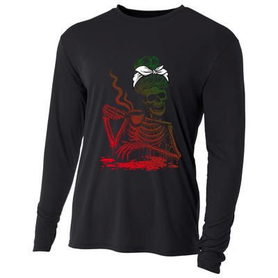 Coffee Ing Skeleton Lazy Diy Halloween Costume Gift Cooling Performance Long Sleeve Crew