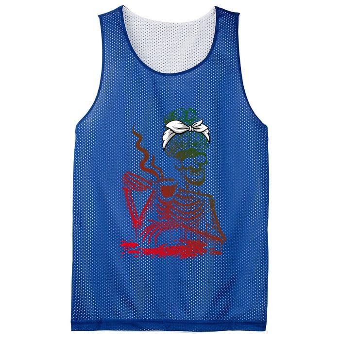 Coffee Ing Skeleton Lazy Diy Halloween Costume Gift Mesh Reversible Basketball Jersey Tank