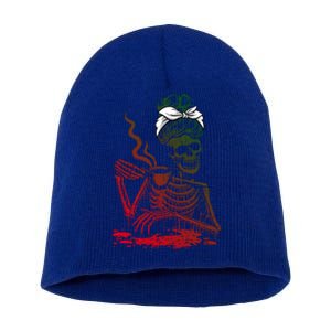 Coffee Ing Skeleton Lazy Diy Halloween Costume Gift Short Acrylic Beanie