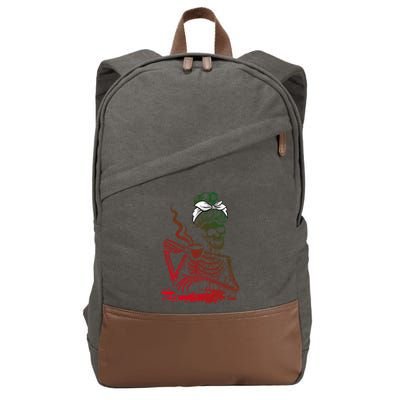 Coffee Ing Skeleton Lazy Diy Halloween Costume Gift Cotton Canvas Backpack