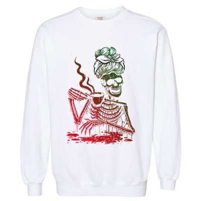 Coffee Ing Skeleton Lazy Diy Halloween Costume Gift Garment-Dyed Sweatshirt