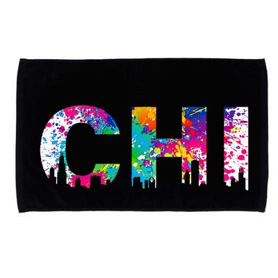 CHI Illinois Skyline Color Paint Splash Rainbow Chicago City Microfiber Hand Towel
