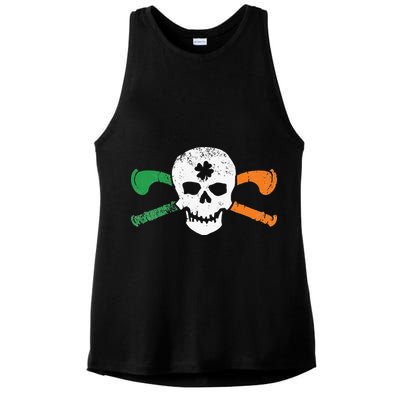 Colorful Irish Skull & Cross Shillelagh Clubs Shamrock Ladies PosiCharge Tri-Blend Wicking Tank