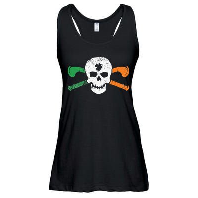 Colorful Irish Skull & Cross Shillelagh Clubs Shamrock Ladies Essential Flowy Tank