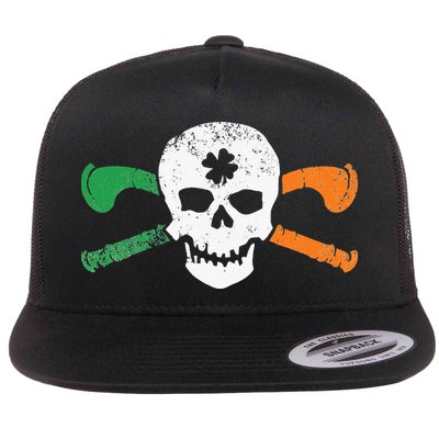 Colorful Irish Skull & Cross Shillelagh Clubs Shamrock Flatbill Hat