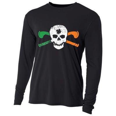Colorful Irish Skull & Cross Shillelagh Clubs Shamrock Cooling Performance Long Sleeve Crew