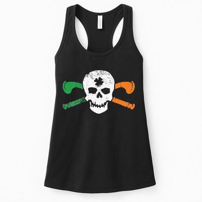 Colorful Irish Skull & Cross Shillelagh Clubs Shamrock Womens Tank Top