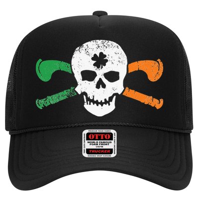 Colorful Irish Skull & Cross Shillelagh Clubs Shamrock Trucker Hat