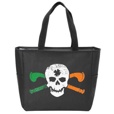 Colorful Irish Skull & Cross Shillelagh Clubs Shamrock Zip Tote Bag