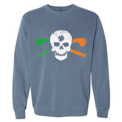Colorful Irish Skull & Cross Shillelagh Clubs Shamrock Garment-Dyed Sweatshirt
