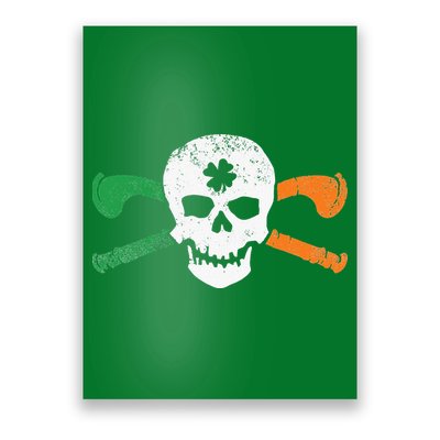 Colorful Irish Skull & Cross Shillelagh Clubs Shamrock Poster