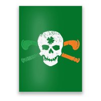 Colorful Irish Skull & Cross Shillelagh Clubs Shamrock Poster