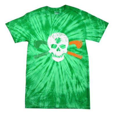 Colorful Irish Skull & Cross Shillelagh Clubs Shamrock Tie-Dye T-Shirt