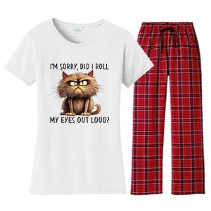 Cat I’M Sorry Did I Roll My Eyes Out Loud Women's Flannel Pajama Set